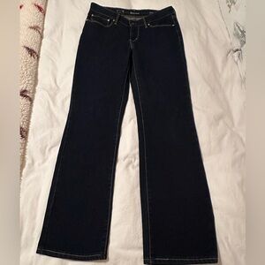 Levi’s Size 28 (Short), Straight Leg, Demi Curve, Dark Wash.